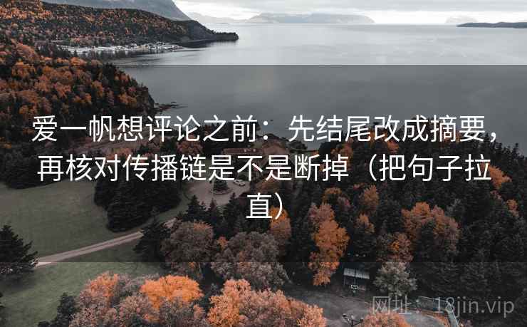 爱一帆想评论之前：先结尾改成摘要，再核对传播链是不是断掉（把句子拉直）
