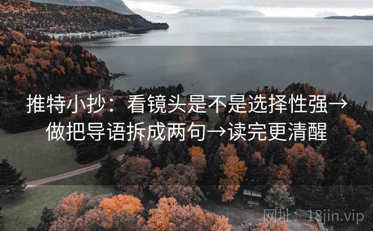 推特小抄：看镜头是不是选择性强→做把导语拆成两句→读完更清醒